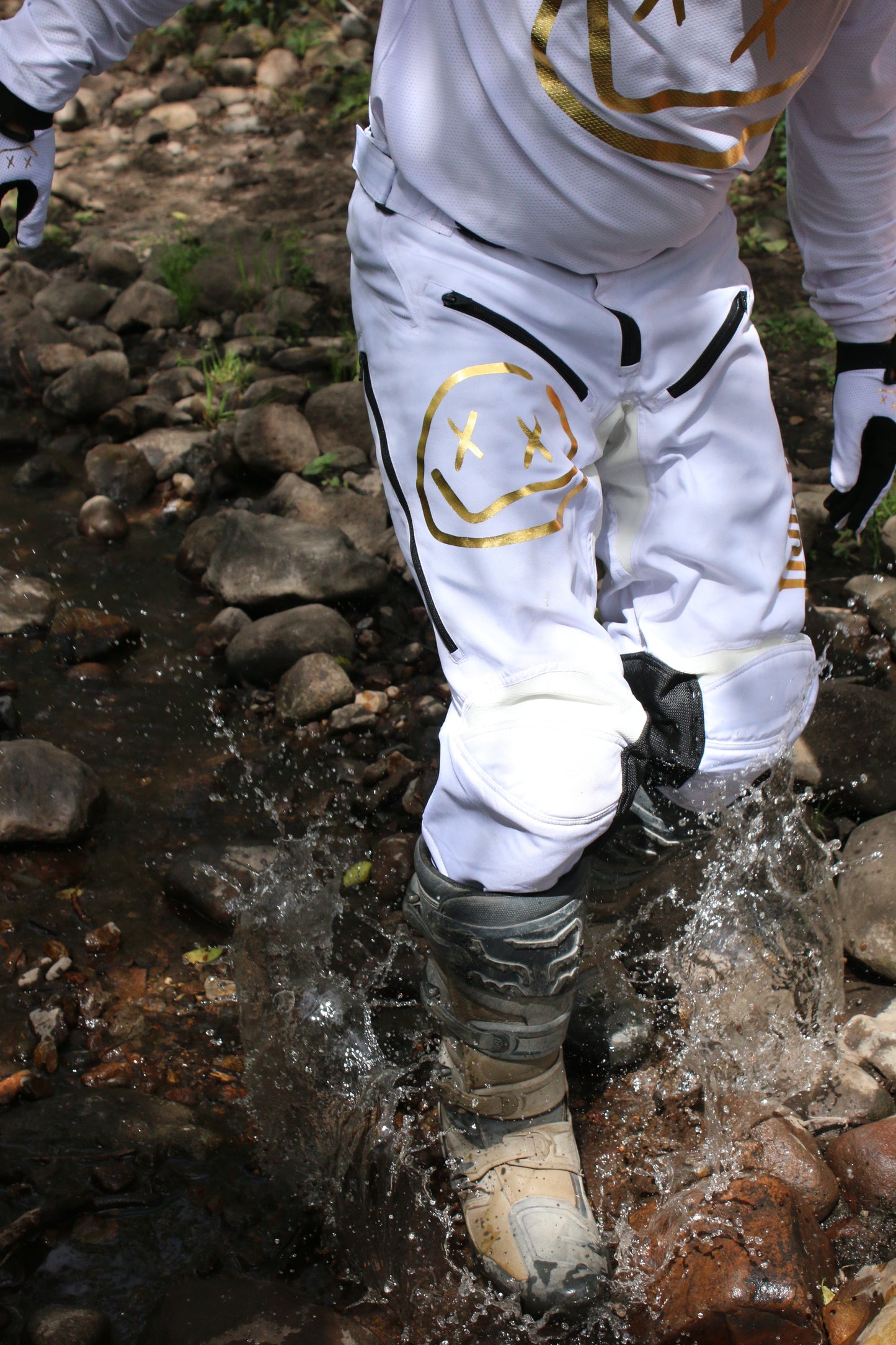 Numbskull Menace Moto Pant 2.0: White/Gold | Technical Riding Pants