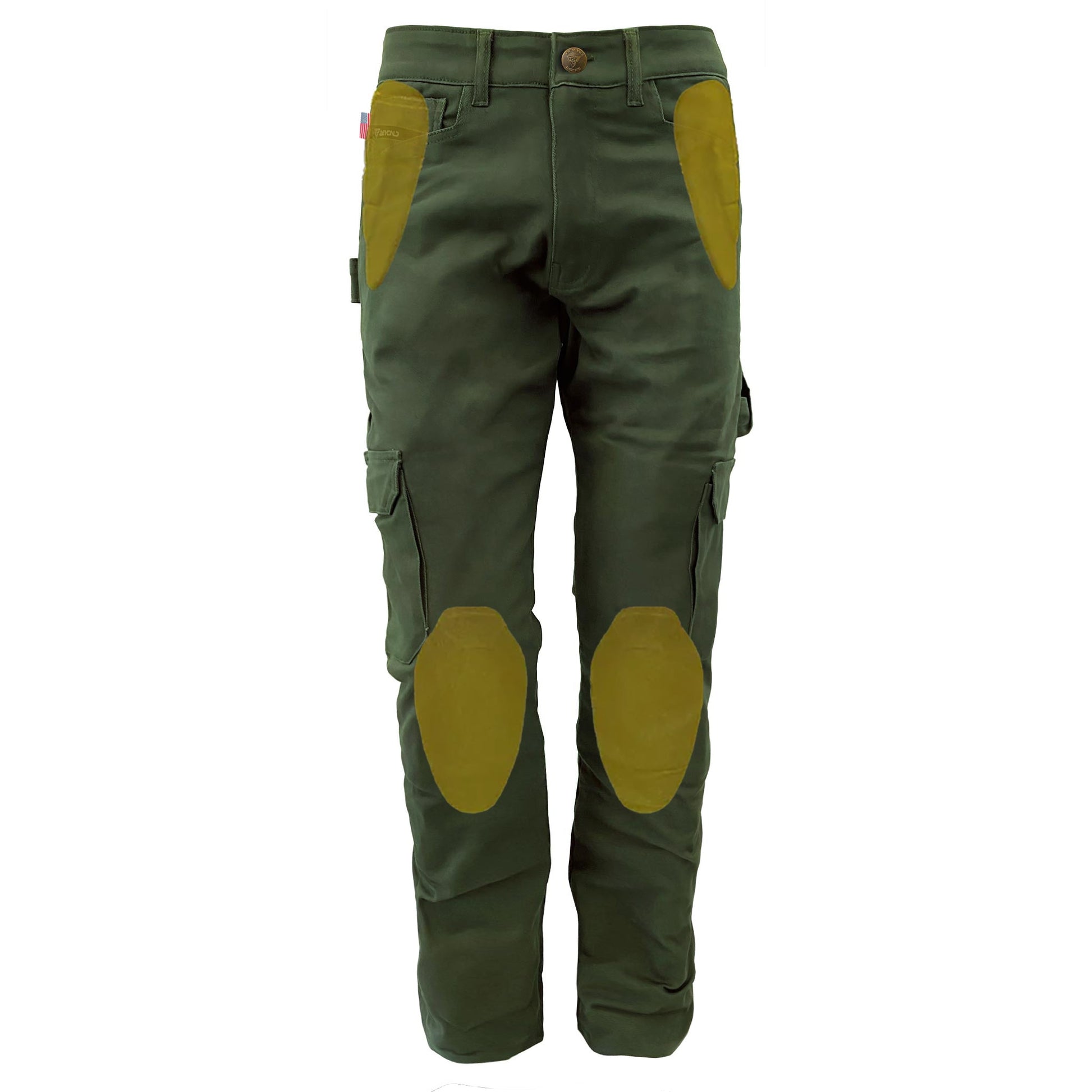 Relaxed Fit Cargo Pants - Army Green with Pads - REVRides