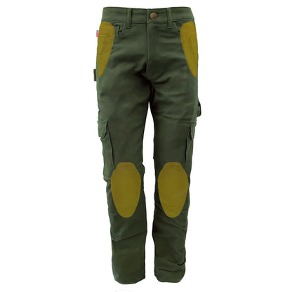Relaxed Fit Cargo Pants - Army Green with Pads - REVRides