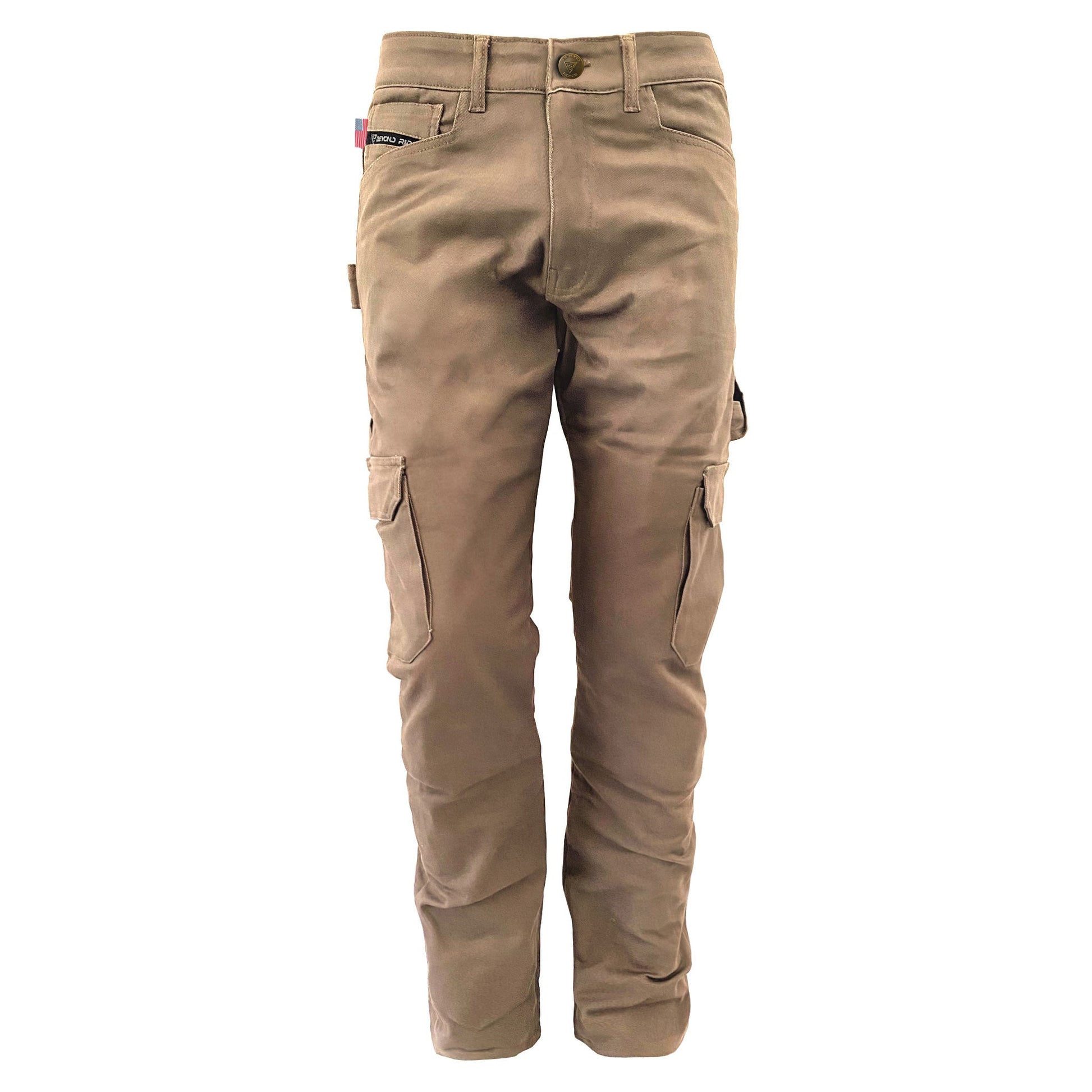 Relaxed Fit Cargo Pants - Khaki Solid with Pads - REVRides