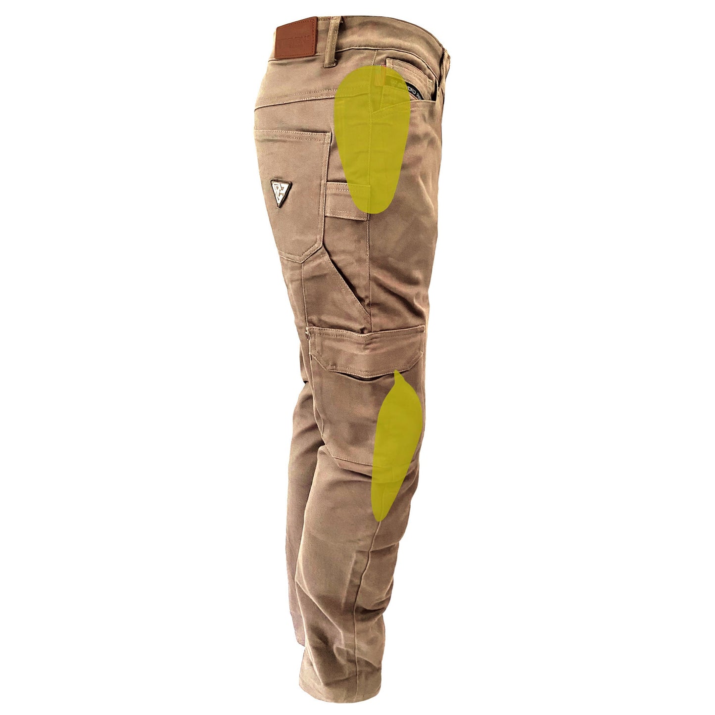 Relaxed Fit Cargo Pants - Khaki Solid with Pads - REVRides