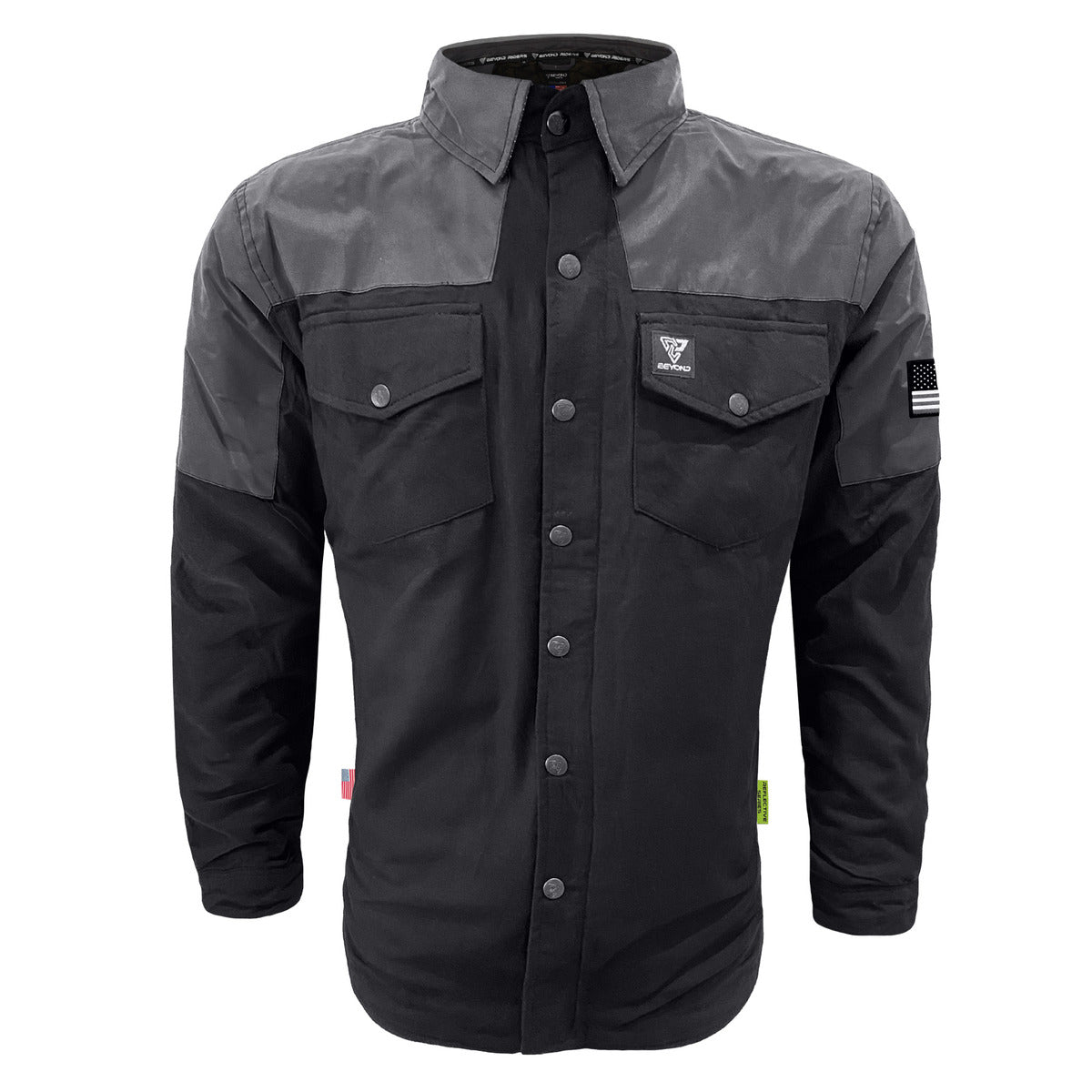Flannel Reflective Shirt "Nightfall Nebula" - Black with Pads