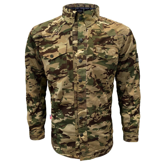 Summer Mesh Protective Camouflage Shirt "Delta Four" - Light Camouflage with Pads