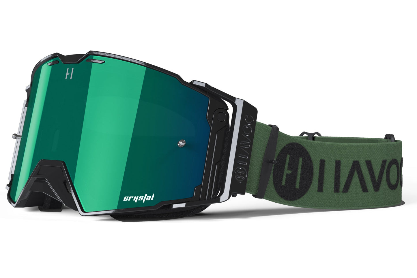 Military Helios Goggles | Havoc Black and Green Crystal HD | Off-Road and Motocross Riders