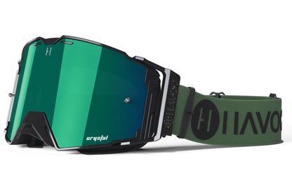 Military Helios Goggles | Havoc Black and Green Crystal HD | Off-Road and Motocross Riders
