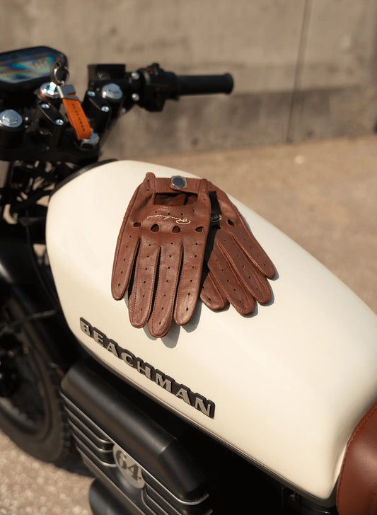 Beachman Riding Gloves | Summer Leather Motorcycle Gloves | By Beachman
