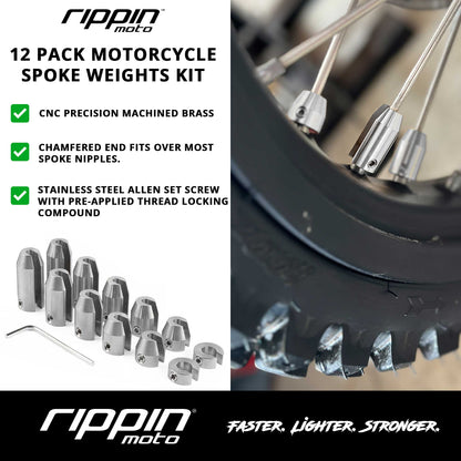Rippin Moto 12 Pack Spoke Wheel Weights (Nickel Finish)