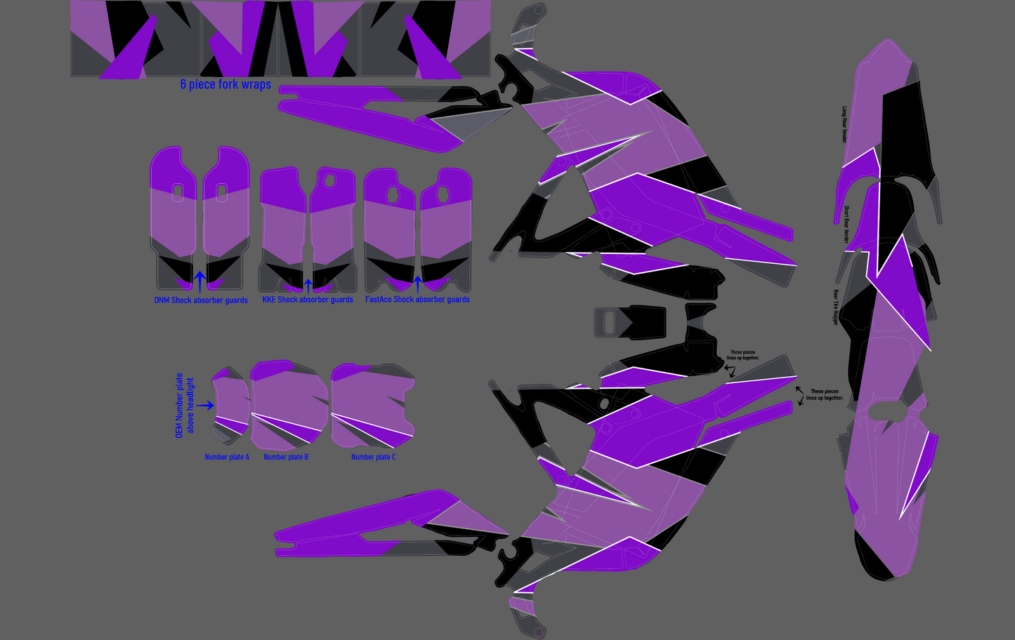 Geometric Camo Purple / Light Purple Pink-ish / Black  for Sur Ron, Segway / Decal set - REVRides