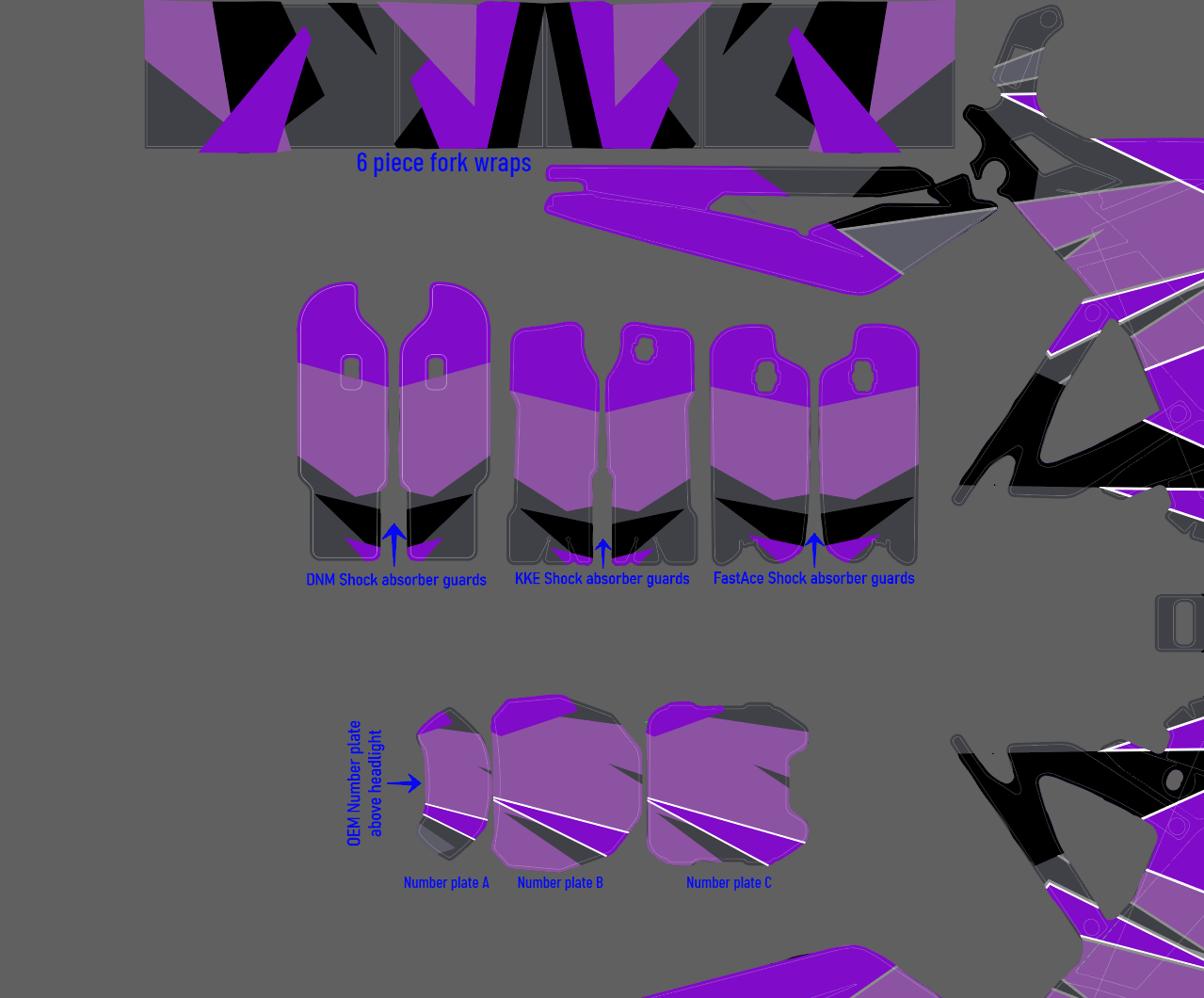 Geometric Camo Purple / Light Purple Pink-ish / Black  for Sur Ron, Segway / Decal set - REVRides