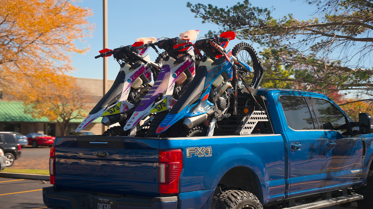 Big Days Moto Offset Kit, 2 Adapters | 3 Full-Size Dirt Bike Chase Rack Setup