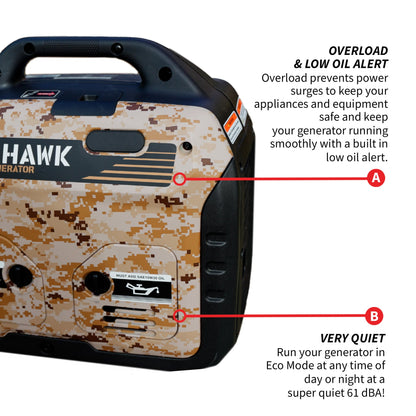 Tomahawk TG3000i-BRV 3000W Camo Inverter Generator | E-Moto Charging & Backup Power