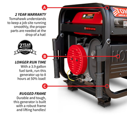 Tomahawk TG4000H 4000W Honda Generator | E-Moto Charging & Backup Power