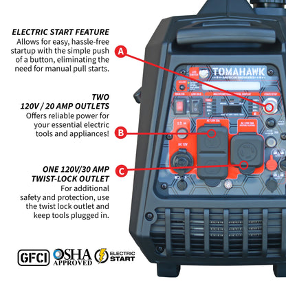 Tomahawk TG4500iEFI 4500W EFI Inverter Generator | E-Moto Charging & Backup Power