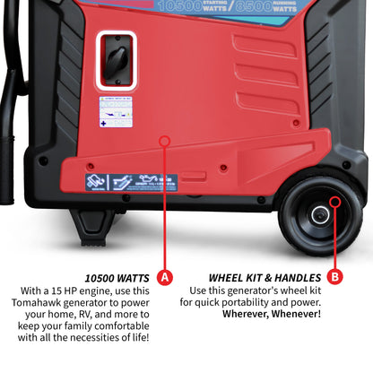 Tomahawk TG9000i 10500W Inverter Generator | E-Moto Charging, 120V/240V & Backup Power