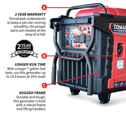 Tomahawk TG9000i 10500W Inverter Generator | E-Moto Charging, 120V/240V & Backup Power