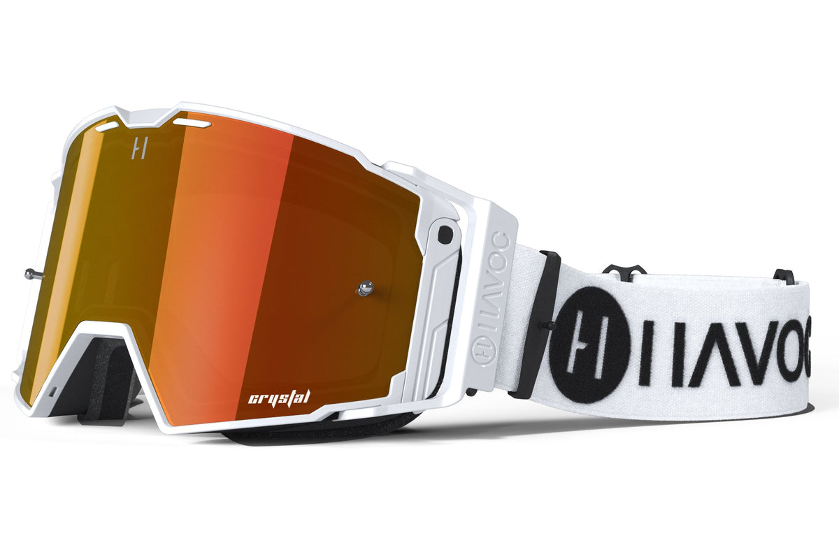 Tempest Helios Goggles | Havoc White and Red Crystal HD | Off-Road and Motocross Riders