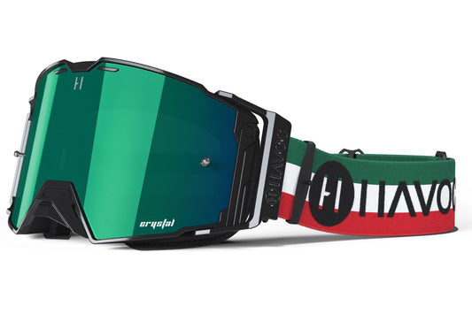 Viva Mexico Helios Goggles | Havoc Black and Green Crystal HD | Off-Road and Motocross Riders