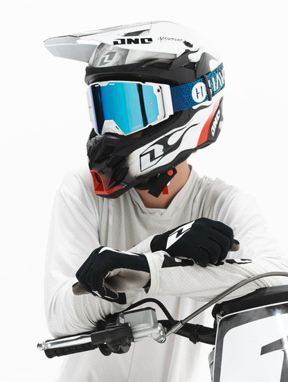 Blue Dragon Helios Goggles | Havoc White and Blue | Off-Road and Motocross Riders