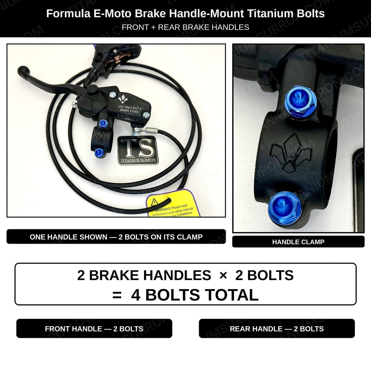 Titanium Brake Handle Mount Bolts | Formula E-Moto Brakes