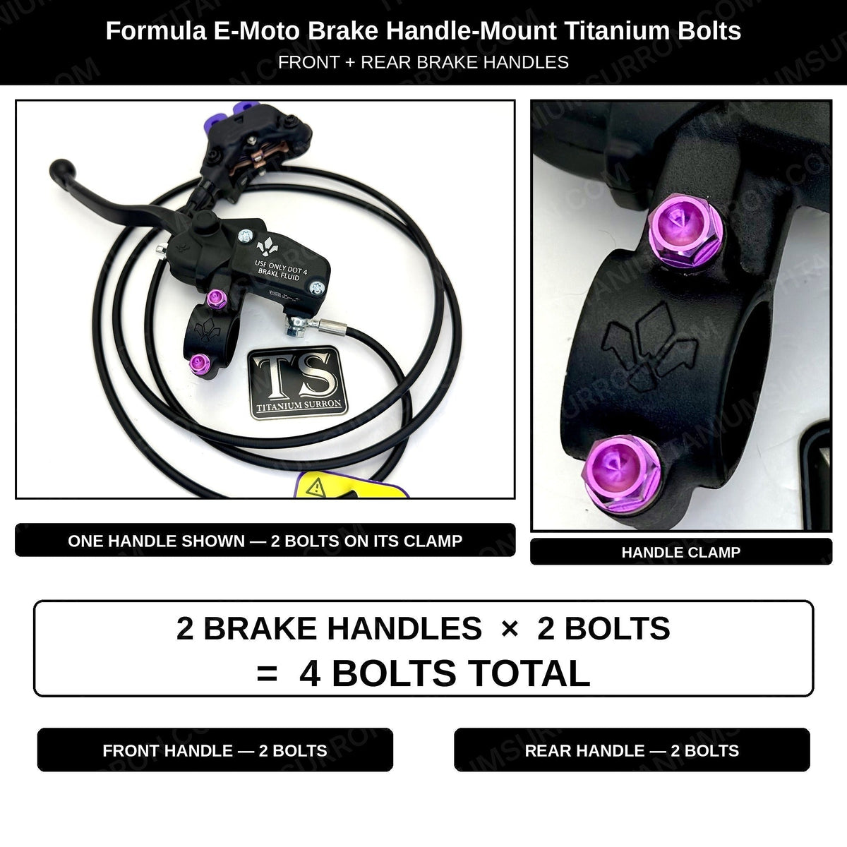 Titanium Brake Handle Mount Bolts | Formula E-Moto Brakes