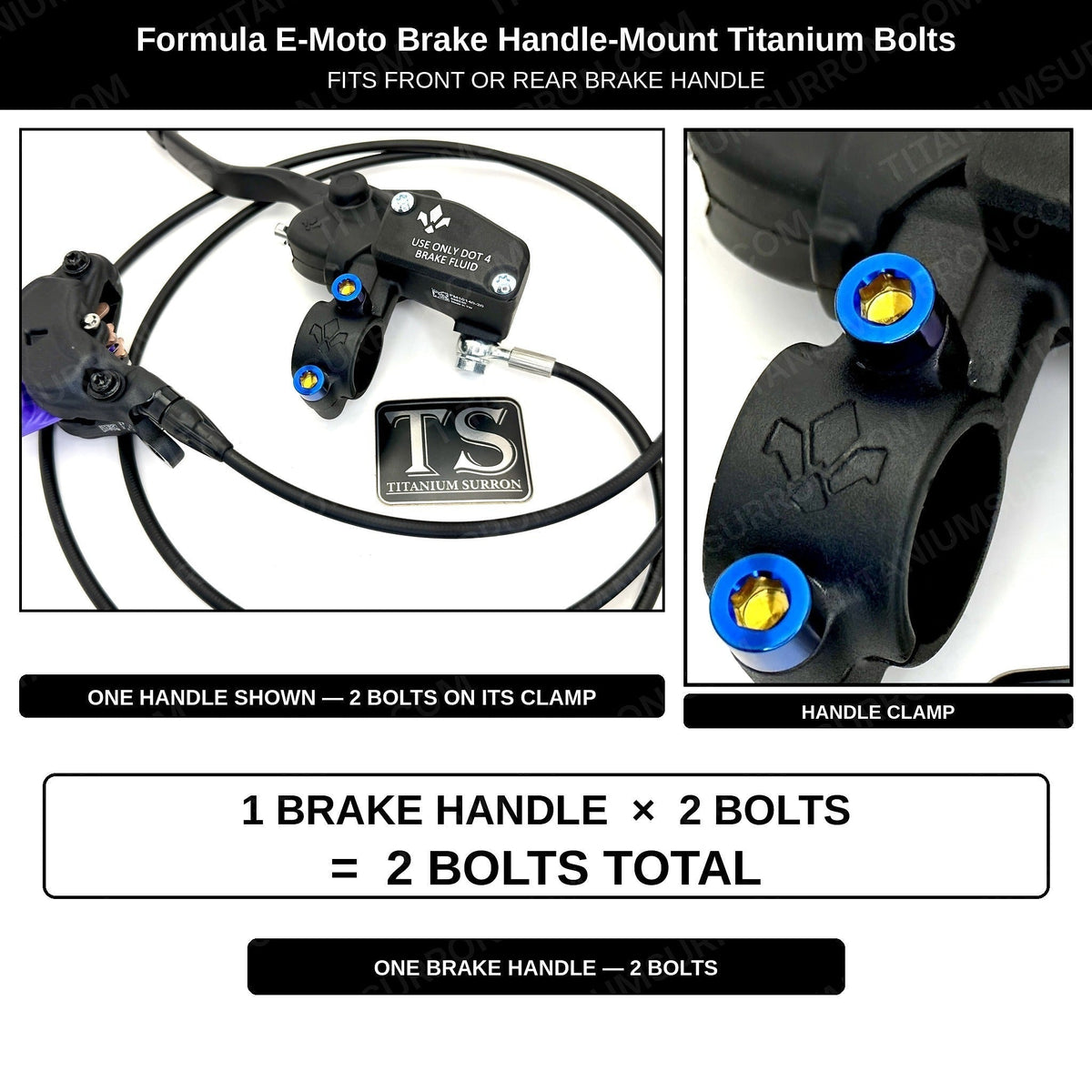 Titanium Brake Handle Mount Bolts | Formula E-Moto Brakes
