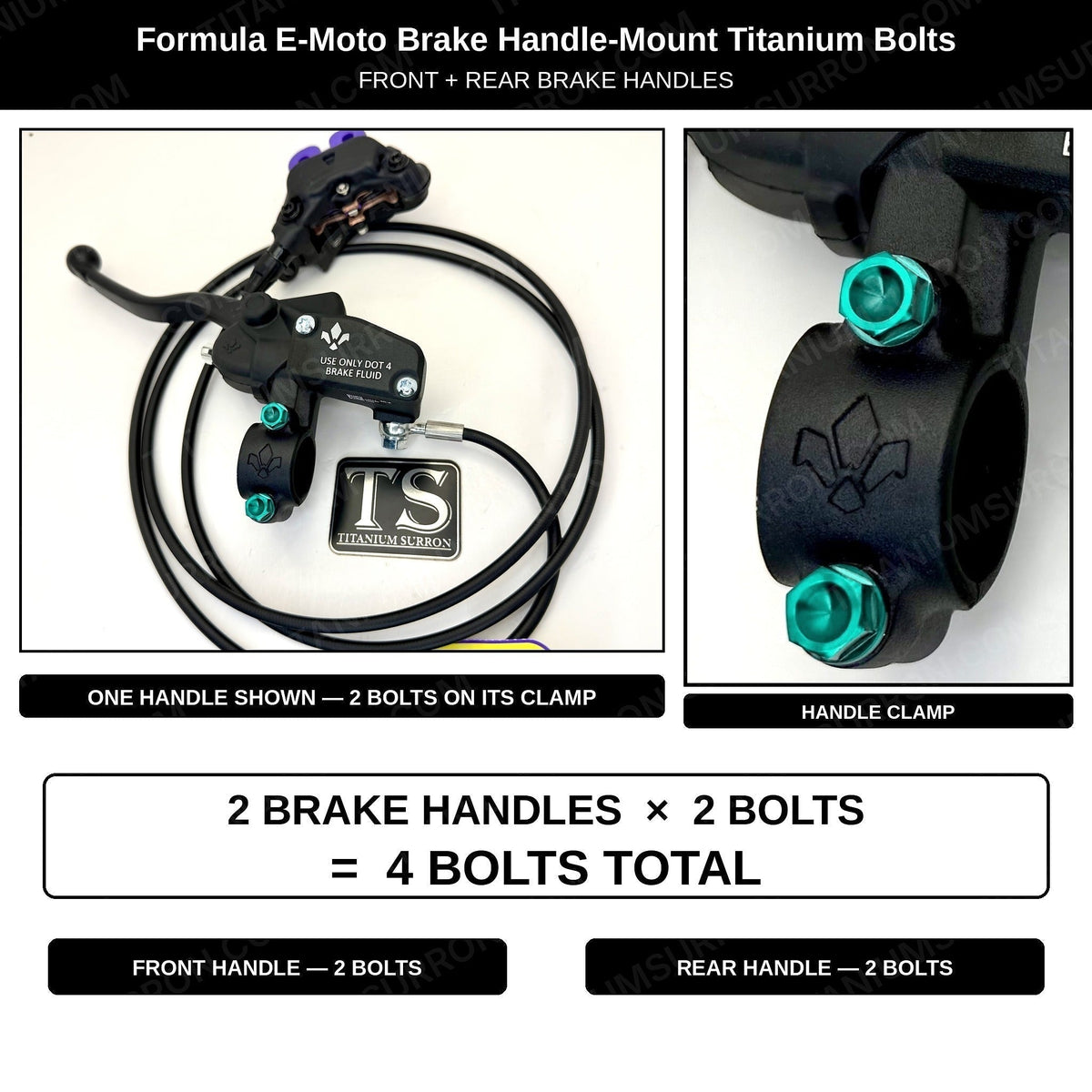 Titanium Brake Handle Mount Bolts | Formula E-Moto Brakes