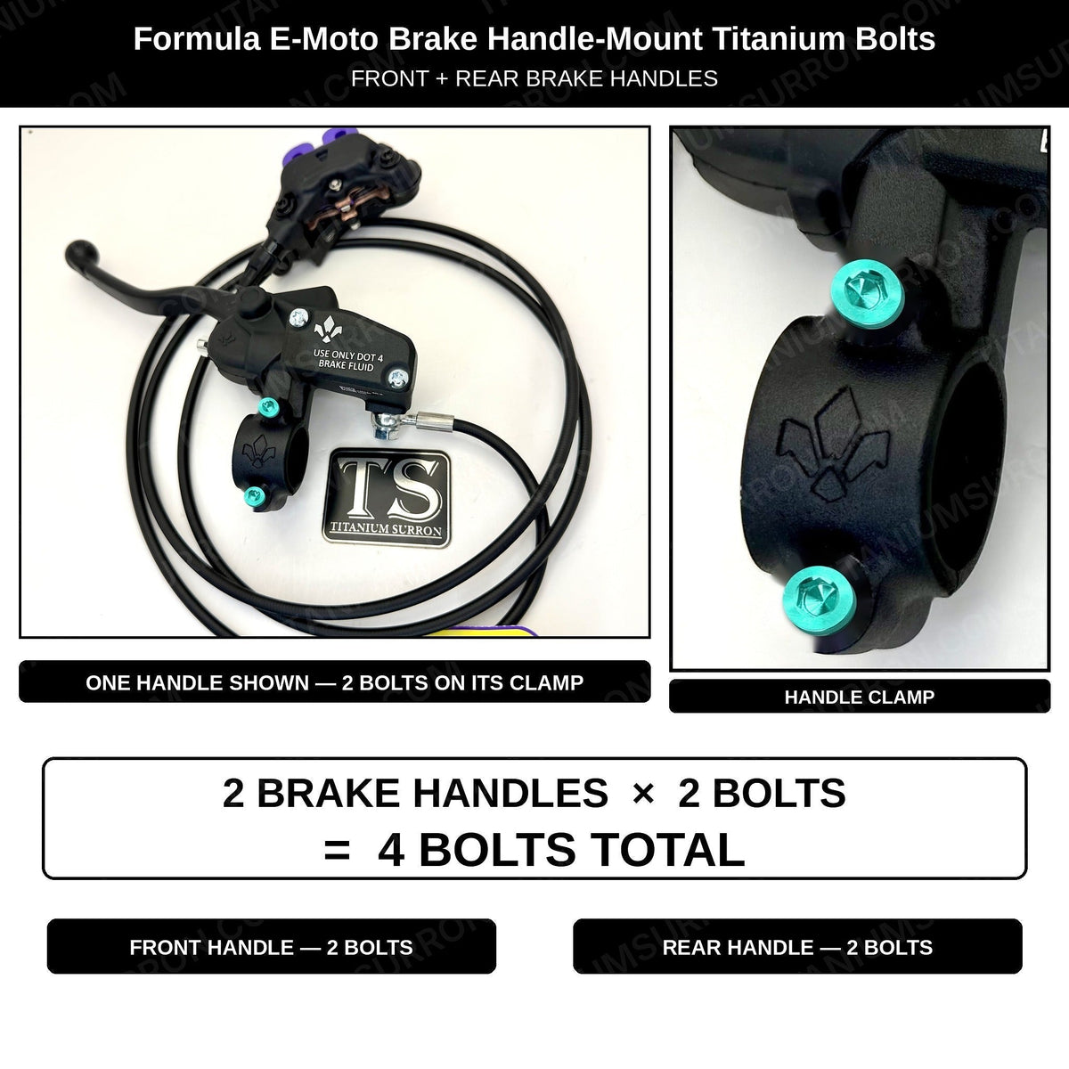 Titanium Brake Handle Mount Bolts | Formula E-Moto Brakes