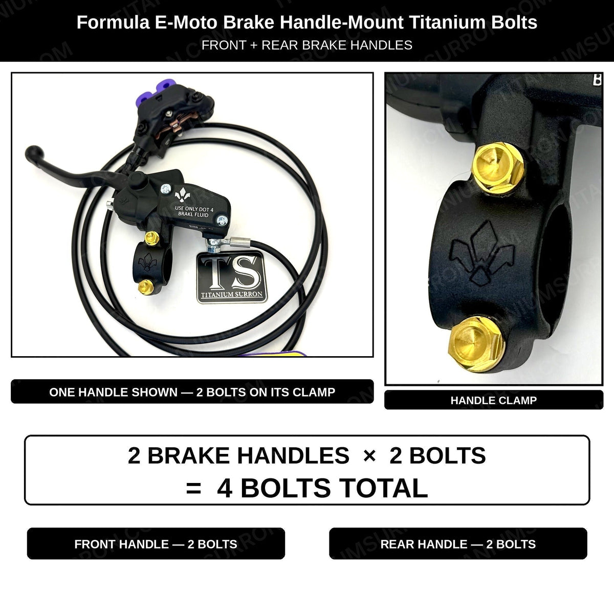 Titanium Brake Handle Mount Bolts | Formula E-Moto Brakes