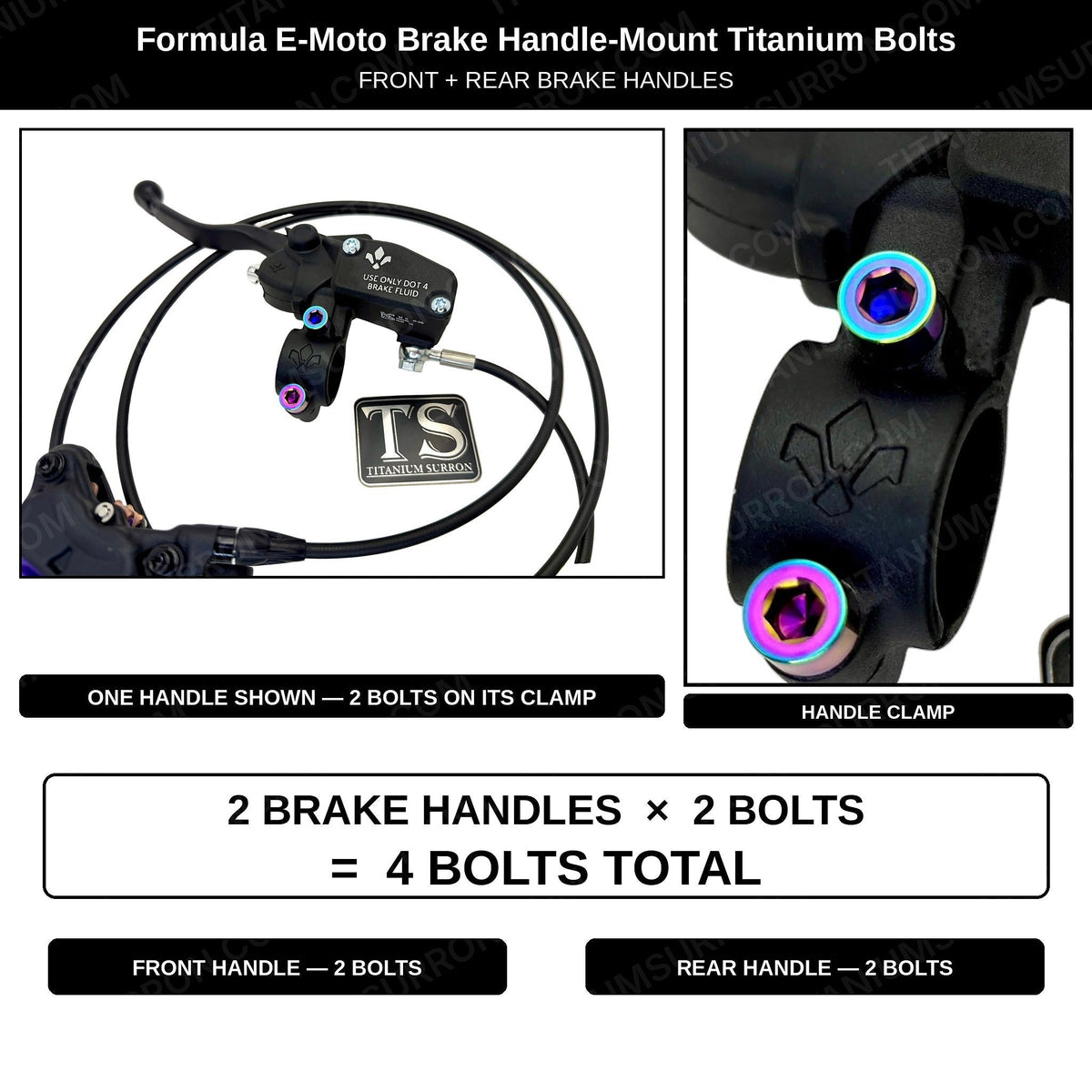 Titanium Brake Handle Mount Bolts | Formula E-Moto Brakes