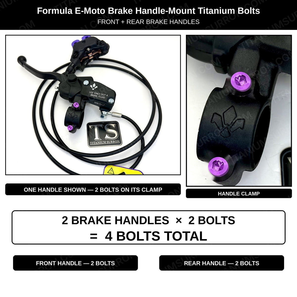 Titanium Brake Handle Mount Bolts | Formula E-Moto Brakes