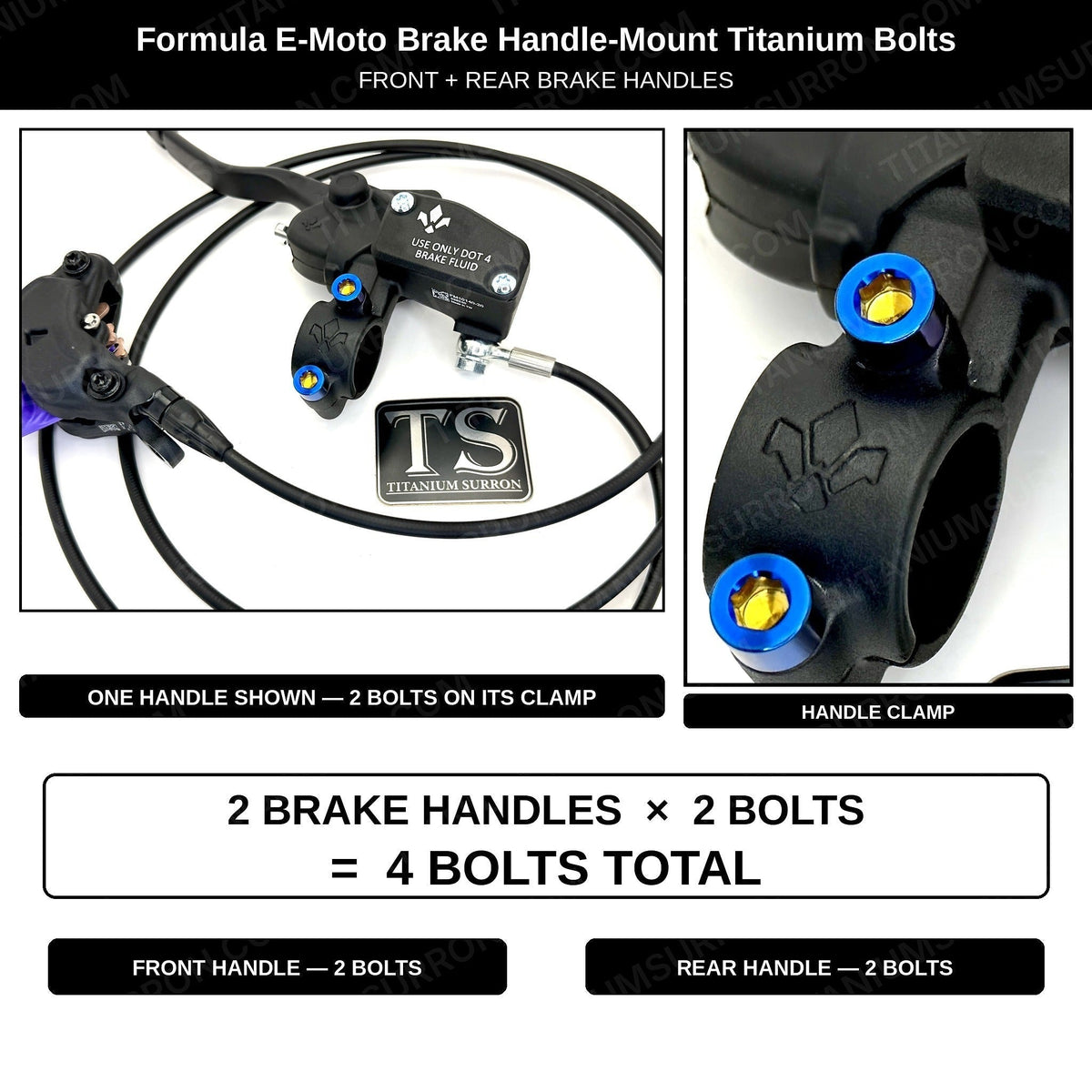 Titanium Brake Handle Mount Bolts | Formula E-Moto Brakes
