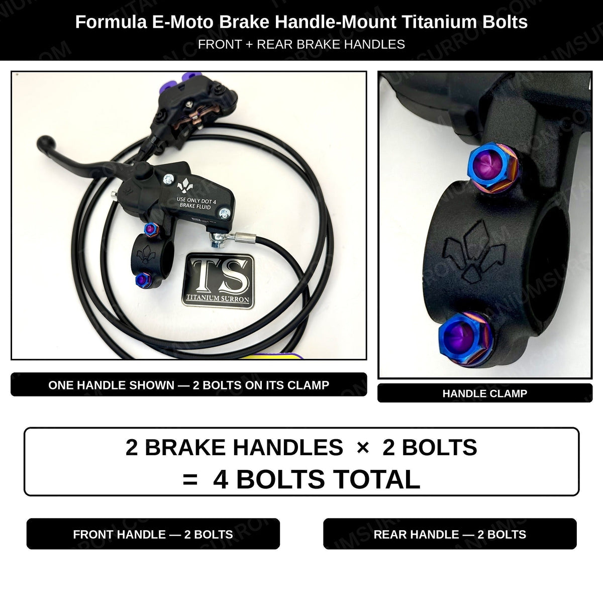 Titanium Brake Handle Mount Bolts | Formula E-Moto Brakes