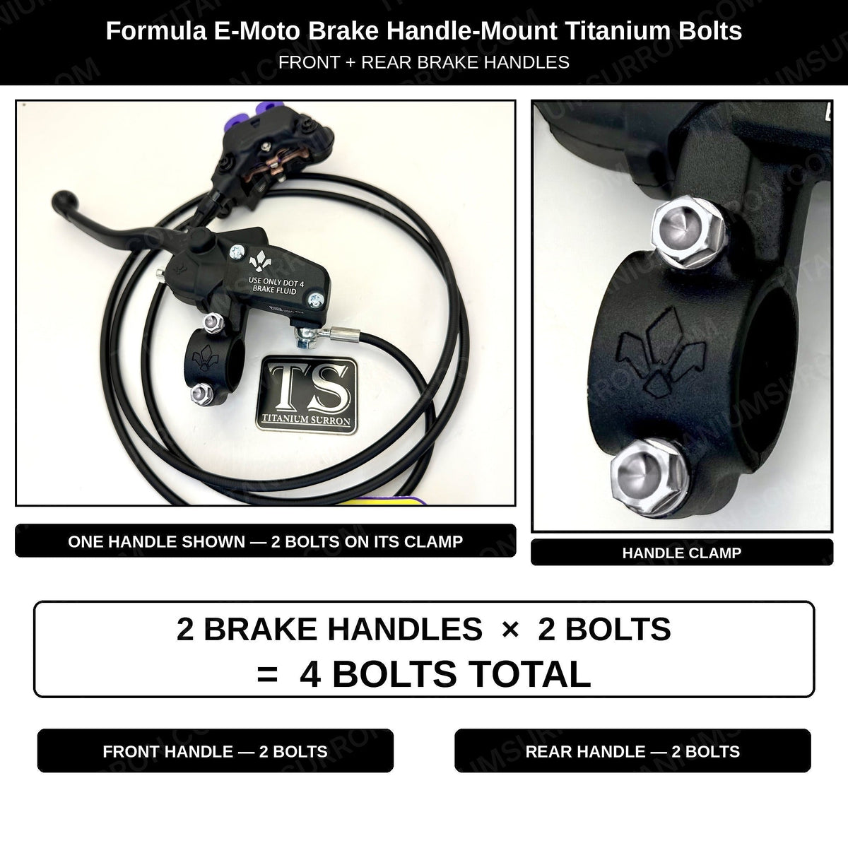 Titanium Brake Handle Mount Bolts | Formula E-Moto Brakes