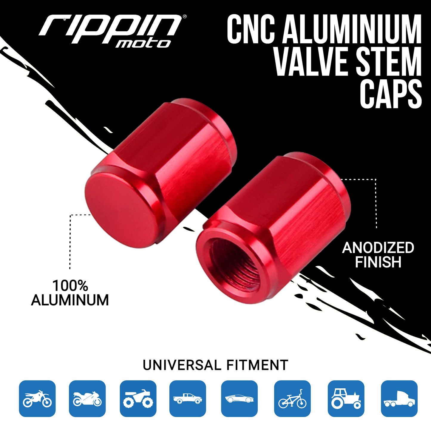 Rippin Moto CNC Billet Valve Stem Caps - REVRides