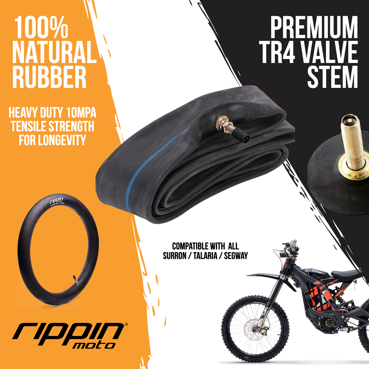 Rippin Moto 2.75/3.00-19 (70/100-19) Heavy Duty Motorcycle & E-Moto Inner Tube (For Surron & Talaria) - REVRides