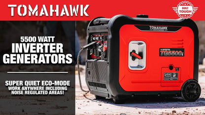 Tomahawk TG5500i 5500W Inverter Generator | E-Moto Charging, 120V/240V & Backup Power