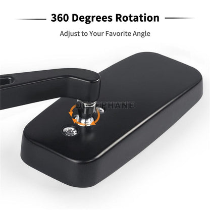Sport 360-Degree Bicycle Moto Mirror | Black Aluminum Arm with Blue Anti-Glare Lens