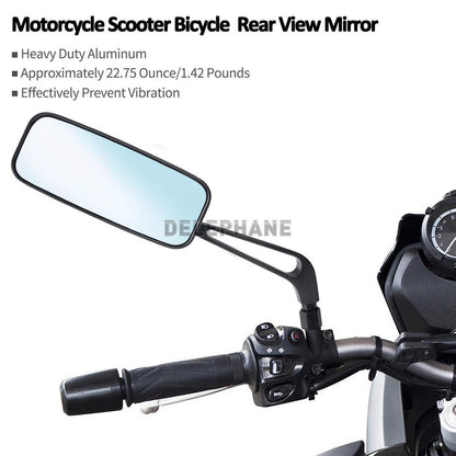 Sport 360-Degree Bicycle Moto Mirror | Black Aluminum Arm with Blue Anti-Glare Lens