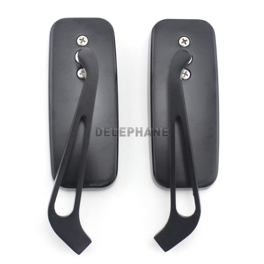 Sport 360-Degree Bicycle Moto Mirror | Black Aluminum Arm with Blue Anti-Glare Lens