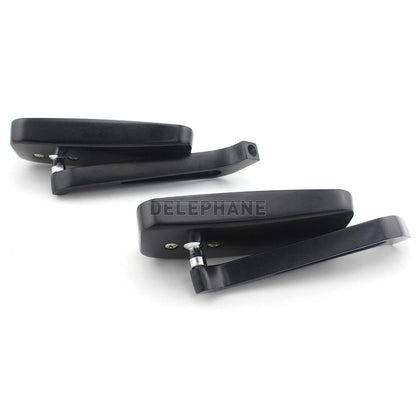 Sport 360-Degree Bicycle Moto Mirror | Black Aluminum Arm with Blue Anti-Glare Lens