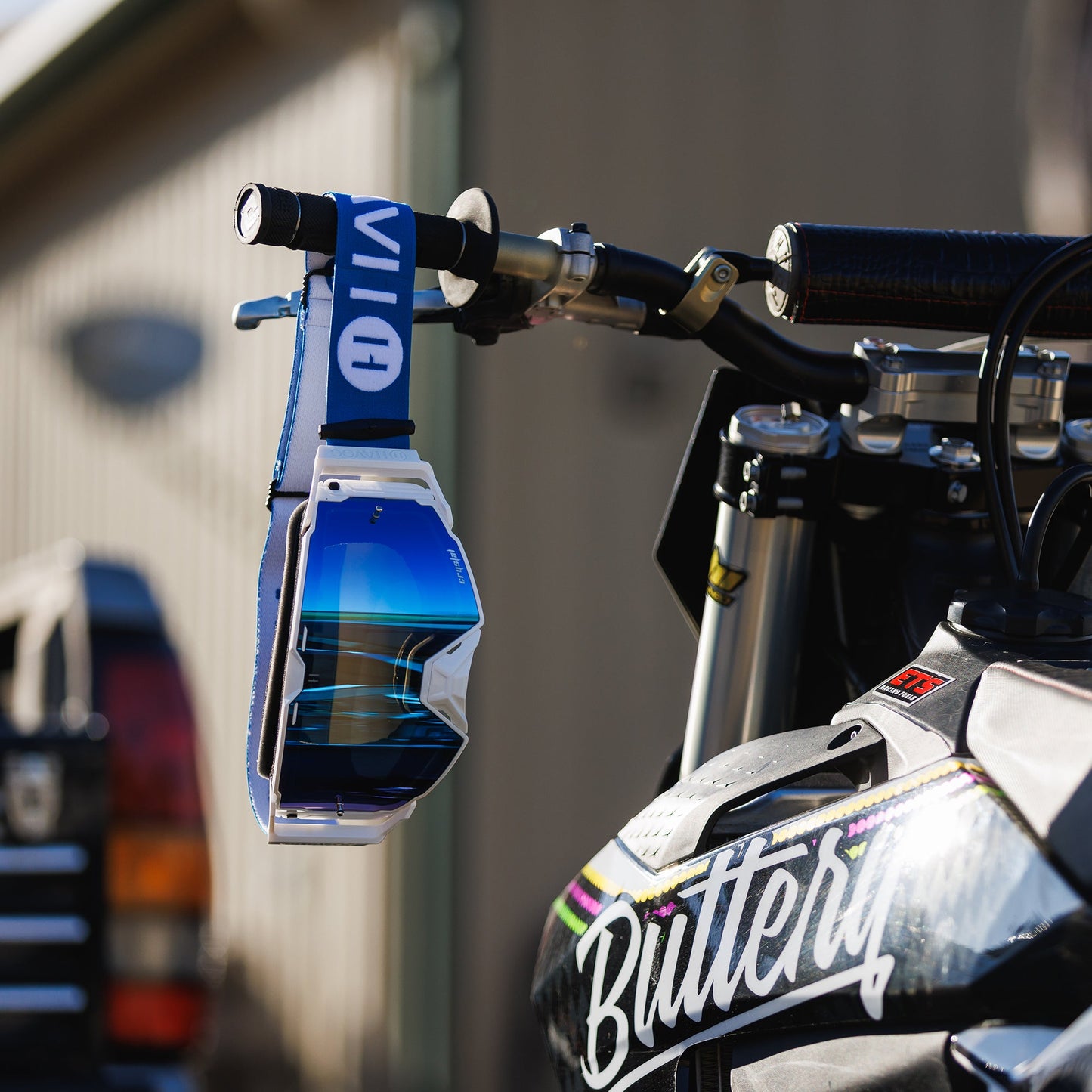 Prophet Helios Goggles | Havoc Blue, Black and Silver Mirror | Off-Road and Motocross Riders