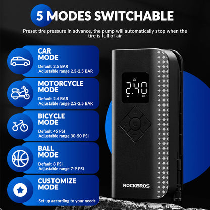 150 PSI Portable Electric Air Pump | e-moto E-Bikes and E-Scooters