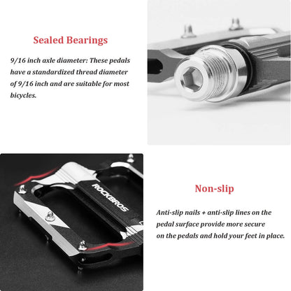 ROCKBROS Aluminum Alloy Pedals | 9/16" Bike Cranks