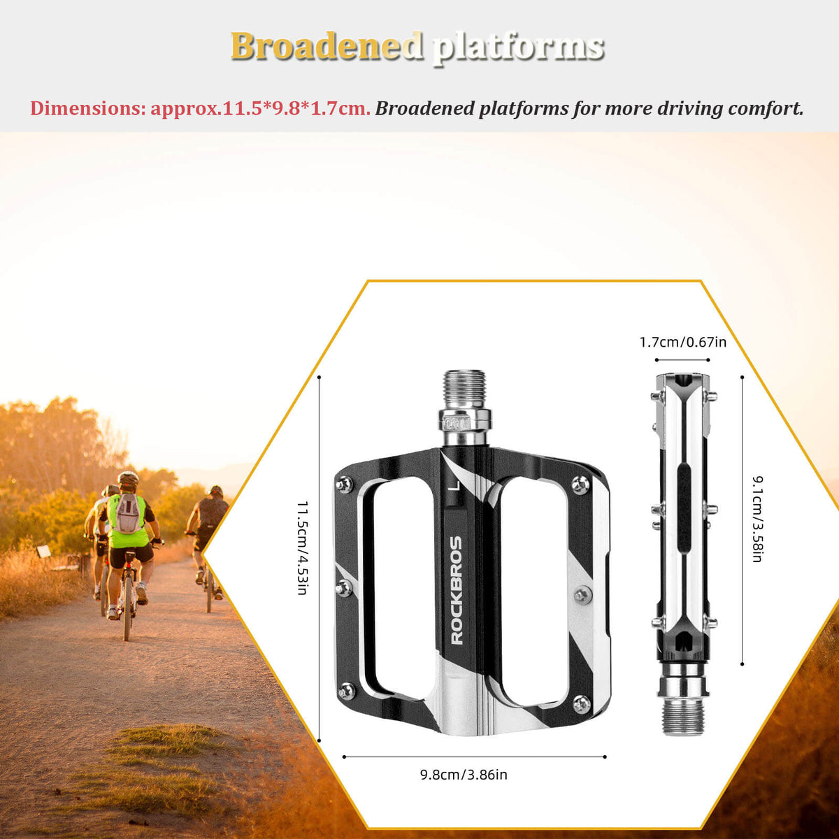 ROCKBROS Aluminum Alloy Pedals | 9/16" Bike Cranks