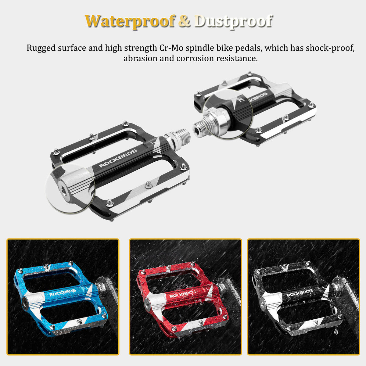 ROCKBROS Aluminum Alloy Pedals | 9/16" Bike Cranks