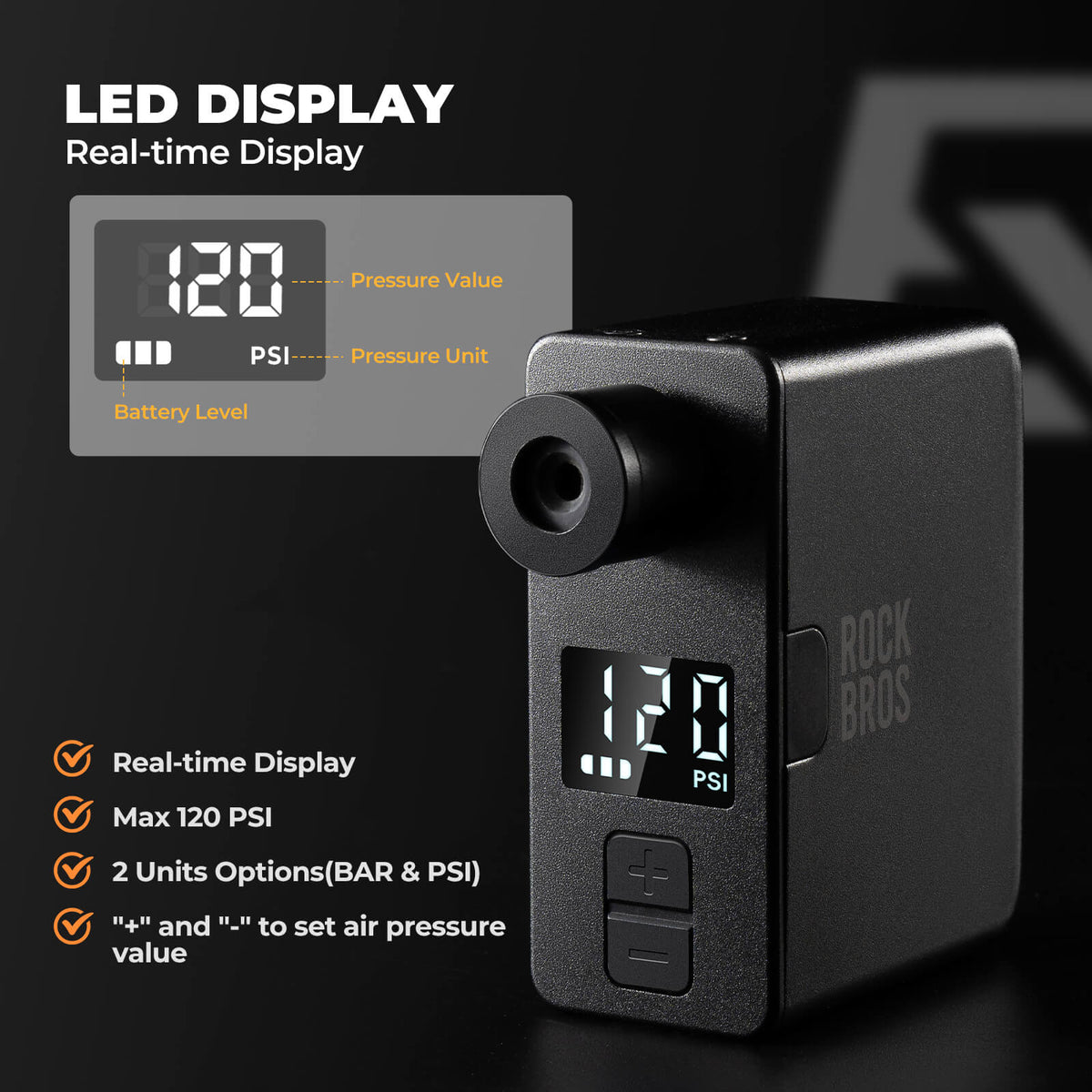 ROCKBROS AS1 Pro Mini Electric Pump | E-moto, E-bikes, Road and Mountain Bikes