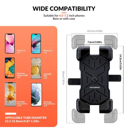 ROCKBROS Full-Wrap Phone Mount | Bike and E-Moto Handlebars