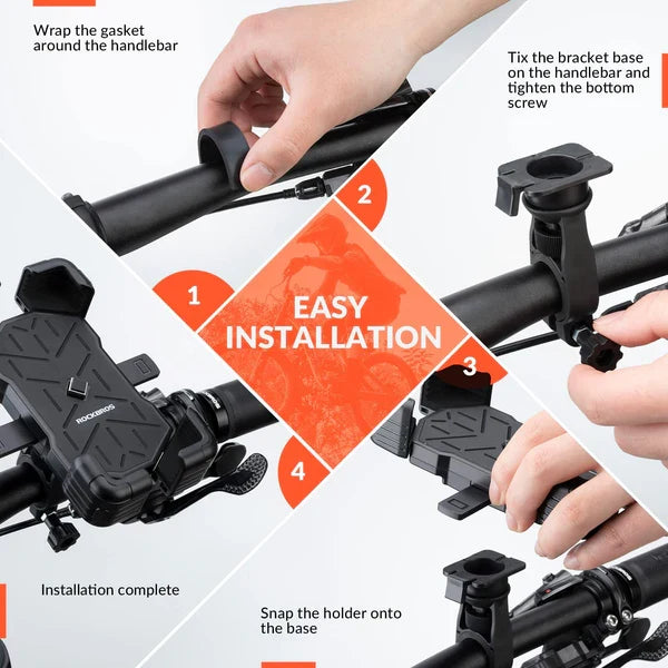 ROCKBROS Full-Wrap Phone Mount | Bike and E-Moto Handlebars