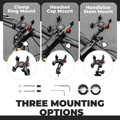 ROCKBROS Aluminum Phone Holder | Handlebar and Stem-Cap Mounts