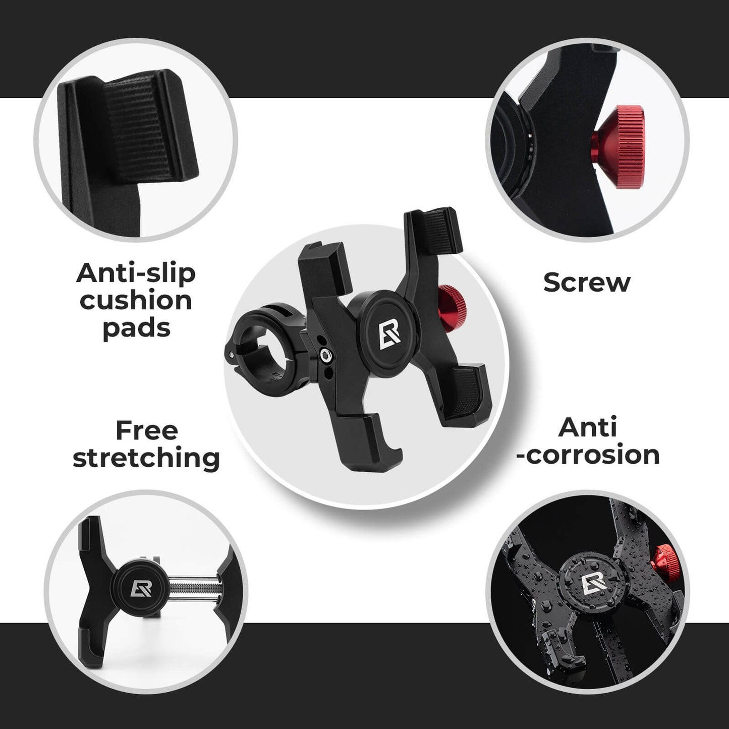 ROCKBROS Aluminum Phone Holder | Handlebar and Stem-Cap Mounts
